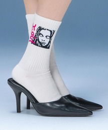 SIDE LOGO FACE RIBBED SOCKS