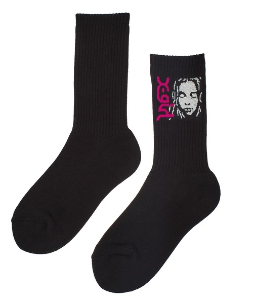 X-girl(エックスガール)の「SIDE LOGO FACE RIBBED SOCKS(ソックス/靴下・レディース・ホワイト/ブラック・ONE SIZE)」の5枚目の写真