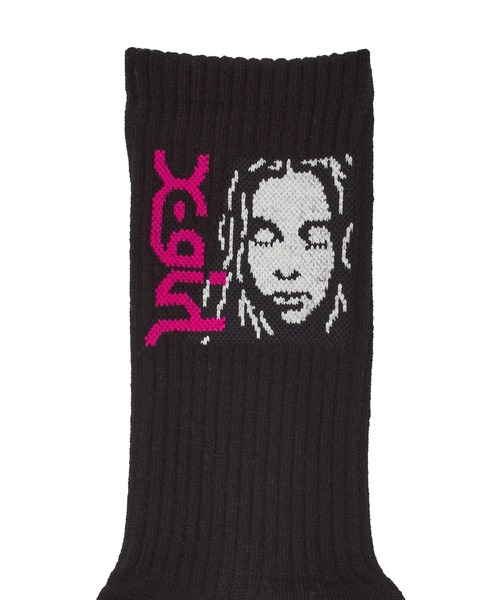 X-girl(エックスガール)の「SIDE LOGO FACE RIBBED SOCKS(ソックス/靴下・レディース・ホワイト/ブラック・ONE SIZE)」の6枚目の写真