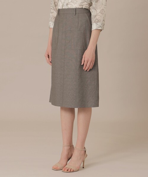 MACKINTOSH LONDON（マッキントッシュ ロンドン）の「コットンリネンブレンドオックススカート（スカート・レディース・チャコールグレー/ホワイト系その他・36/38）」の6枚目の写真