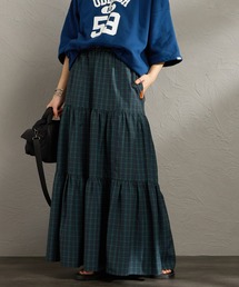 UNIVERSAL OVERALL（ユニバーサルオーバーオール）の「［UNIVERSAL OVERALL/ユニバーサルオーバーオール］別注 チェック柄プリント ティアードマキシ丈スカート（スカート）」