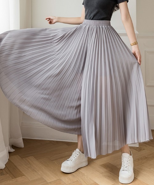 emi+（エミプラス）の「プリーツワイドスカパン（その他パンツ・レディース・ブルー/グレー/ブラック/パープル・FREE）」の3枚目の写真