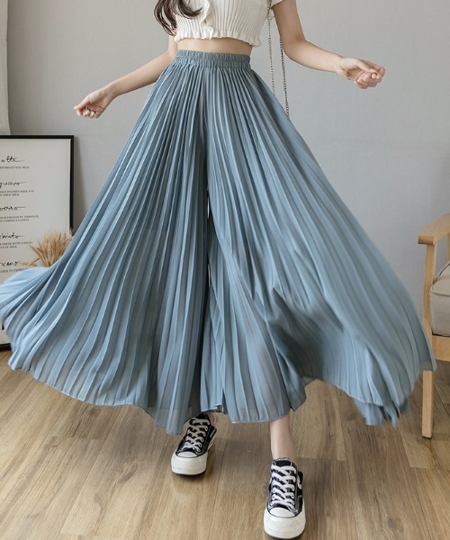 emi+（エミプラス）の「プリーツワイドスカパン（その他パンツ・レディース・ブルー/グレー/ブラック/パープル・FREE）」の11枚目の写真