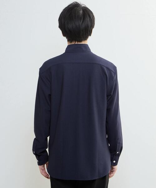 MEN'S MELROSE（メンズメルローズ）の「トリコットサッカーワンピースカラーシャツ（シャツ/ブラウス・メンズ・ネイビー/ホワイト・3/4/2）」の5枚目の写真
