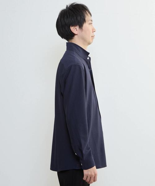 MEN'S MELROSE（メンズメルローズ）の「トリコットサッカーワンピースカラーシャツ（シャツ/ブラウス・メンズ・ネイビー/ホワイト・3/4/2）」の6枚目の写真