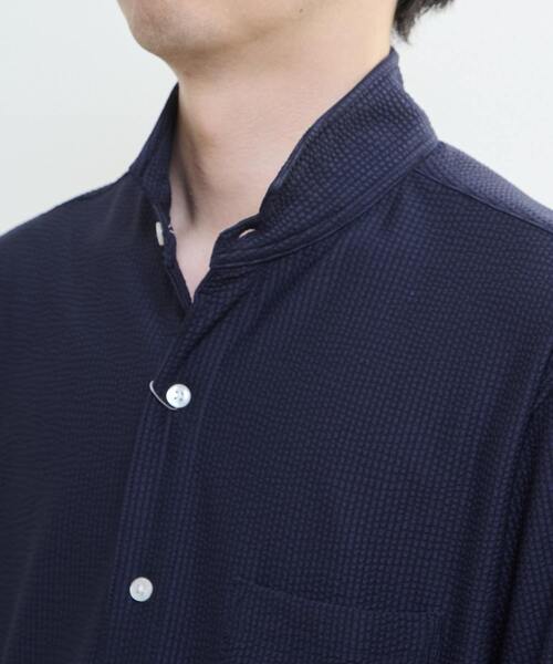 MEN'S MELROSE（メンズメルローズ）の「トリコットサッカーワンピースカラーシャツ（シャツ/ブラウス・メンズ・ネイビー/ホワイト・3/4/2）」の7枚目の写真