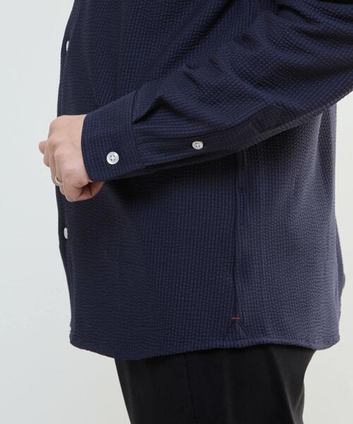 MEN'S MELROSE（メンズメルローズ）の「トリコットサッカーワンピースカラーシャツ（シャツ/ブラウス・メンズ・ネイビー/ホワイト・3/4/2）」の8枚目の写真