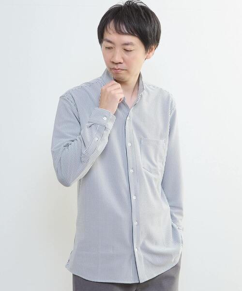 MEN'S MELROSE（メンズメルローズ）の「トリコットサッカーワンピースカラーシャツ（シャツ/ブラウス・メンズ・ネイビー/ホワイト・3/4/2）」の12枚目の写真