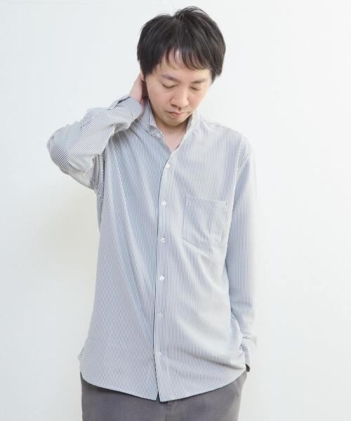 MEN'S MELROSE（メンズメルローズ）の「トリコットサッカーワンピースカラーシャツ（シャツ/ブラウス・メンズ・ネイビー/ホワイト・3/4/2）」の13枚目の写真