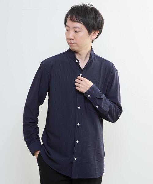 MEN'S MELROSE（メンズメルローズ）の「トリコットサッカーワンピースカラーシャツ（シャツ/ブラウス・メンズ・ネイビー/ホワイト・3/4/2）」の16枚目の写真