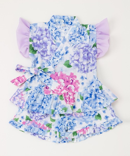 Catherine Cottage（キャサリンコテージ）の「フリル甚平【ZOZO限定先行予約受付中】（浴衣・キッズ・ホワイト×ブルー/サックスブルー系/ブルーパープル/ミント/ピンク系2/ピンク系1/ライトブルー/ライラック系1・120/110/100/90/130）」の14枚目の写真