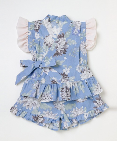 Catherine Cottage（キャサリンコテージ）の「フリル甚平【ZOZO限定先行予約受付中】（浴衣・キッズ・ホワイト×ブルー/サックスブルー系/ブルーパープル/ミント/ピンク系2/ピンク系1/ライトブルー/ライラック系1・120/110/100/90/130）」の17枚目の写真