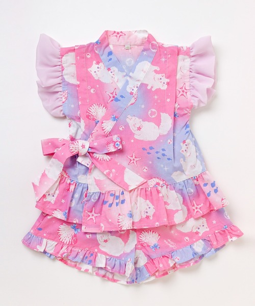 Catherine Cottage（キャサリンコテージ）の「フリル甚平【ZOZO限定先行予約受付中】（浴衣・キッズ・ホワイト×ブルー/サックスブルー系/ブルーパープル/ミント/ピンク系2/ピンク系1/ライトブルー/ライラック系1・120/110/100/90/130）」の21枚目の写真