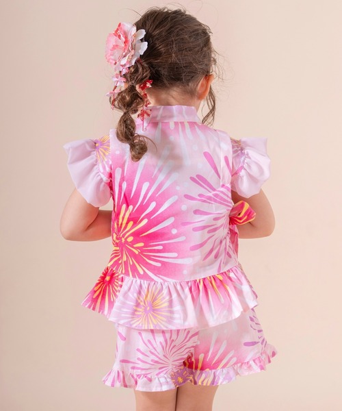 Catherine Cottage（キャサリンコテージ）の「フリル甚平【ZOZO限定先行予約受付中】（浴衣・キッズ・ホワイト×ブルー/サックスブルー系/ブルーパープル/ミント/ピンク系2/ピンク系1/ライトブルー/ライラック系1・120/110/100/90/130）」の10枚目の写真