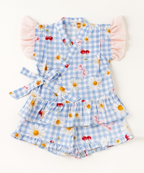 Catherine Cottage（キャサリンコテージ）の「フリル甚平【ZOZO限定先行予約受付中】（浴衣・キッズ・ホワイト×ブルー/サックスブルー系/ブルーパープル/ミント/ピンク系2/ピンク系1/ライトブルー/ライラック系1・120/110/100/90/130）」の18枚目の写真