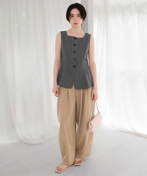 titivate(ティティベイト)の「リネンライクノースリーブジレ/トップス(Tシャツ/カットソー・レディース・ライトブラウン/サンドベージュ/ダークグレー/アイボリー・L/M/S)」の10枚目の写真