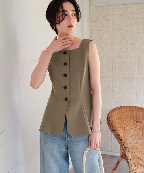 titivate(ティティベイト)の「リネンライクノースリーブジレ/トップス(Tシャツ/カットソー・レディース・ライトブラウン/サンドベージュ/ダークグレー/アイボリー・L/M/S)」の15枚目の写真