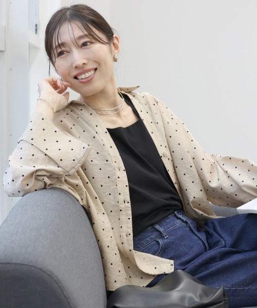 Aletta vita(アレッタビータ)の「ドットプリントスキッパー前開きシャツ(シャツ/ブラウス・レディース・アイボリー/ベージュ・M)」の13枚目の写真