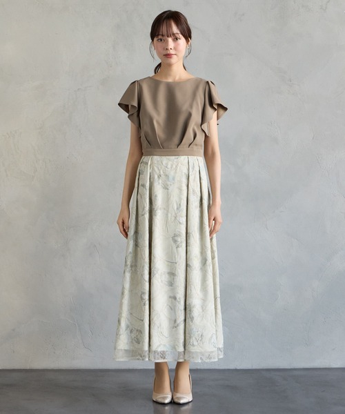 AIMER(エメ)の「ジョーゼットプリントモール刺繍フレアパーティードレス 結婚式 お呼ばれ ドレス 20代 30代(ドレス・レディース・イエロー/ラベンダー/ブルーグレー・MEDIUM)」の12枚目の写真