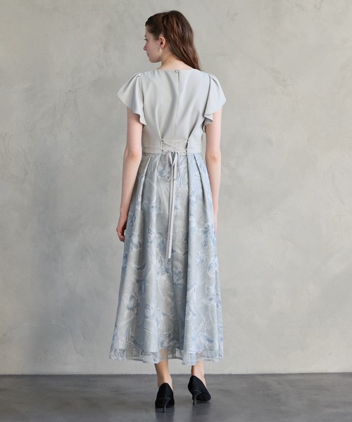 AIMER(エメ)の「ジョーゼットプリントモール刺繍フレアパーティードレス 結婚式 お呼ばれ ドレス 20代 30代(ドレス・レディース・イエロー/ラベンダー/ブルーグレー・MEDIUM)」の8枚目の写真