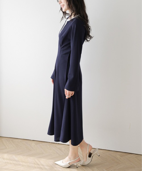 SUGAR BISKET(シュガービスケット)の「配色キーネックロングワンピース(ワンピース・レディース・ネイビー/ブラック/ベージュ・M/L)」の10枚目の写真