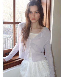 Linen Round Cardigan, Light Purple