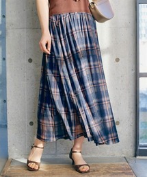 チェック柄チュールスカート