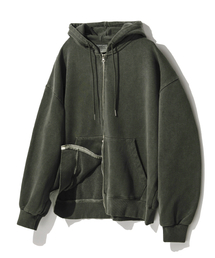 S'EST（エスイーエスティー）の「ピグメントウォッシングフードジップアップ - カーキ（パーカー）」