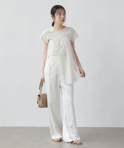 Noble（ノーブル）の「《追加2》ラッセルレースギャザーキャミ（キャミソール・レディース・ブラック/アイボリー・FREE）」の22枚目の写真