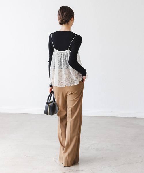 Noble（ノーブル）の「《追加2》ラッセルレースギャザーキャミ（キャミソール・レディース・ブラック/アイボリー・FREE）」の14枚目の写真