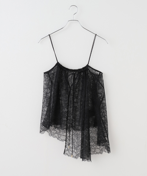 Noble（ノーブル）の「《追加2》ラッセルレースギャザーキャミ（キャミソール・レディース・ブラック/アイボリー・FREE）」の13枚目の写真