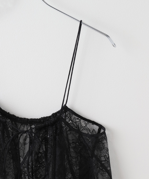 Noble（ノーブル）の「《追加2》ラッセルレースギャザーキャミ（キャミソール・レディース・ブラック/アイボリー・FREE）」の11枚目の写真