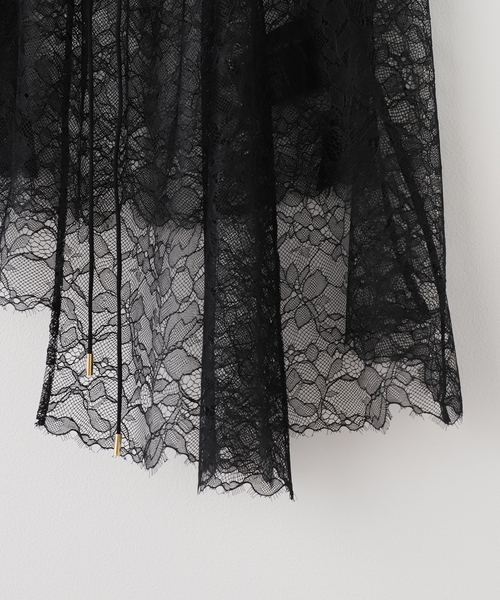 Noble（ノーブル）の「《追加2》ラッセルレースギャザーキャミ（キャミソール・レディース・ブラック/アイボリー・FREE）」の10枚目の写真