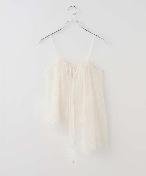 Noble（ノーブル）の「《追加2》ラッセルレースギャザーキャミ（キャミソール・レディース・ブラック/アイボリー・FREE）」の6枚目の写真