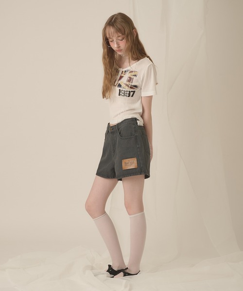 hazyl(ヘイジル)の「hazy patch short pants / ヘイジーパッチショートパンツ(その他パンツ・レディース・ブラック/ベージュ・MEDIUM/SMALL)」の15枚目の写真