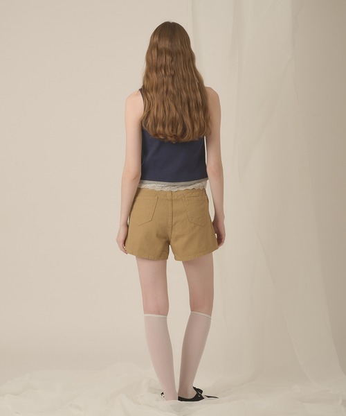 hazyl(ヘイジル)の「hazy patch short pants / ヘイジーパッチショートパンツ(その他パンツ・レディース・ブラック/ベージュ・MEDIUM/SMALL)」の7枚目の写真
