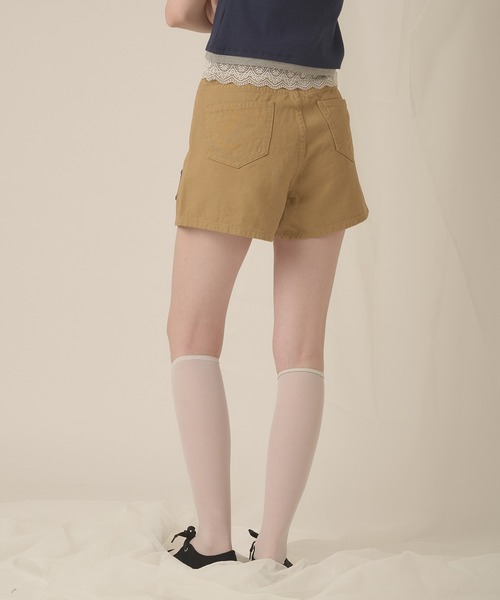 hazyl(ヘイジル)の「hazy patch short pants / ヘイジーパッチショートパンツ(その他パンツ・レディース・ブラック/ベージュ・MEDIUM/SMALL)」の11枚目の写真
