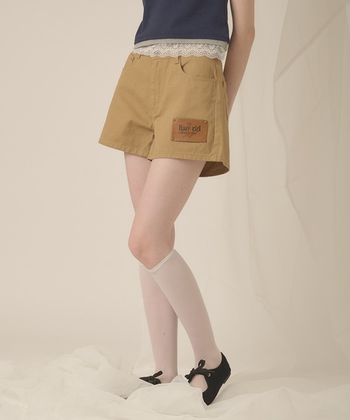 hazyl(ヘイジル)の「hazy patch short pants / ヘイジーパッチショートパンツ(その他パンツ・レディース・ブラック/ベージュ・MEDIUM/SMALL)」の8枚目の写真