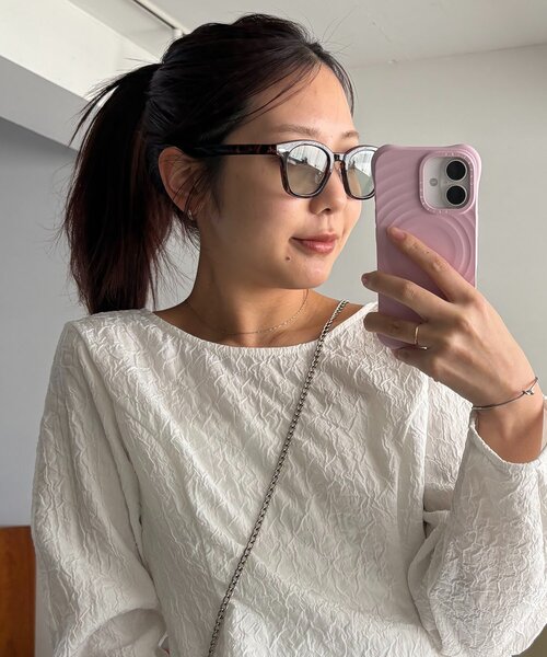 CAPRICIEUX LE'MAGE（カプリシューレマージュ）の「スクエアメガネ（サングラス・レディース・ベージュ/クリア/グレー/ブラウン・FREE）」の3枚目の写真