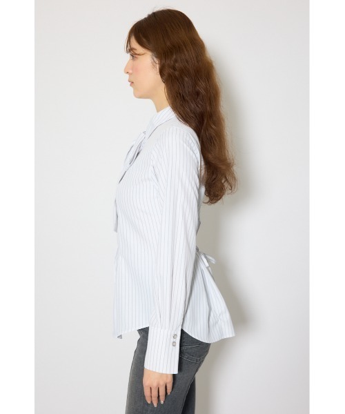 rienda(リエンダ)の「ウエストシェイプボウタイシャツ 春服 夏服(シャツ/ブラウス・レディース・ライトブルー/ブラック系その他/ホワイト系その他・FREE)」の11枚目の写真