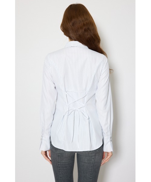rienda(リエンダ)の「ウエストシェイプボウタイシャツ 春服 夏服(シャツ/ブラウス・レディース・ライトブルー/ブラック系その他/ホワイト系その他・FREE)」の12枚目の写真