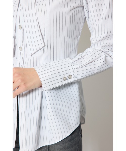 rienda(リエンダ)の「ウエストシェイプボウタイシャツ 春服 夏服(シャツ/ブラウス・レディース・ライトブルー/ブラック系その他/ホワイト系その他・FREE)」の15枚目の写真