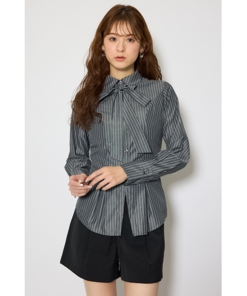 rienda(リエンダ)の「ウエストシェイプボウタイシャツ 春服 夏服(シャツ/ブラウス・レディース・ライトブルー/ブラック系その他/ホワイト系その他・FREE)」の21枚目の写真