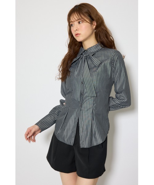 rienda(リエンダ)の「ウエストシェイプボウタイシャツ 春服 夏服(シャツ/ブラウス・レディース・ライトブルー/ブラック系その他/ホワイト系その他・FREE)」の22枚目の写真