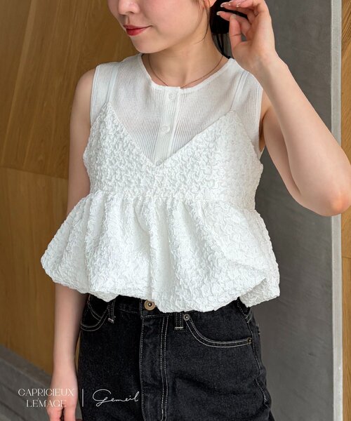 CAPRICIEUX LE'MAGE(カプリシューレマージュ)の「【LE'MAGE×gemeilコラボ】バブルバルーンキャミ(シャツ/ブラウス・レディース・ホワイト/ブラック・FREE)」の1枚目の写真