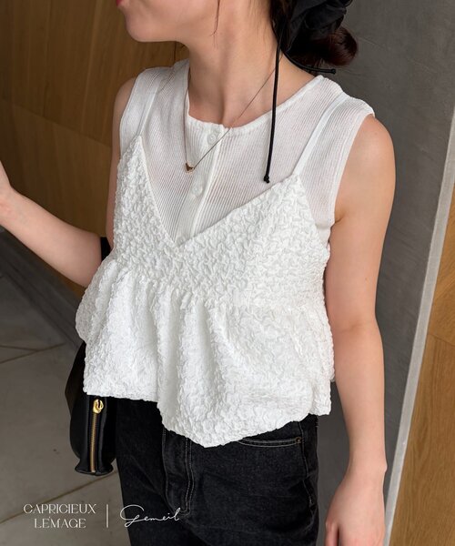 CAPRICIEUX LE'MAGE(カプリシューレマージュ)の「【LE'MAGE×gemeilコラボ】バブルバルーンキャミ(シャツ/ブラウス・レディース・ホワイト/ブラック・FREE)」の6枚目の写真