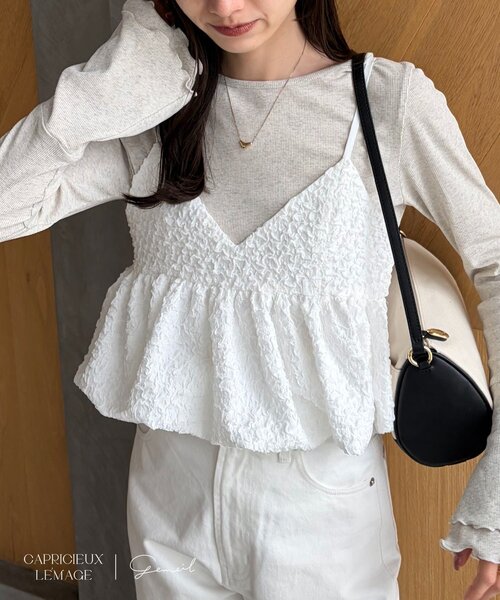 CAPRICIEUX LE'MAGE(カプリシューレマージュ)の「【LE'MAGE×gemeilコラボ】バブルバルーンキャミ(シャツ/ブラウス・レディース・ホワイト/ブラック・FREE)」の13枚目の写真