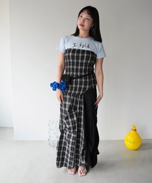 【SANSeLF】2WAYシャーリングチェックワンピース saw26s047