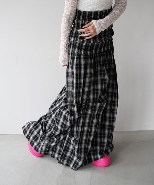 SANSeLF（サンセルフ）の「【SANSeLF】2WAYシャーリングチェックワンピース saw26s047（ワンピース・レディース・ブラック・FREE）」の11枚目の写真