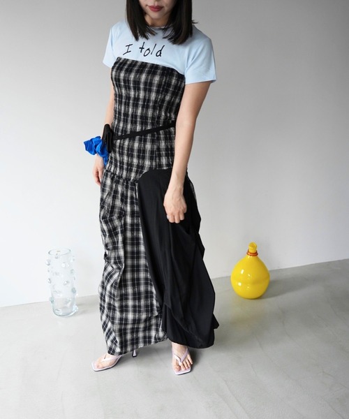 SANSeLF（サンセルフ）の「【SANSeLF】2WAYシャーリングチェックワンピース saw26s047（ワンピース・レディース・ブラック・FREE）」の16枚目の写真
